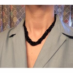 vintage 1950's BLACK SEED BEAD necklace